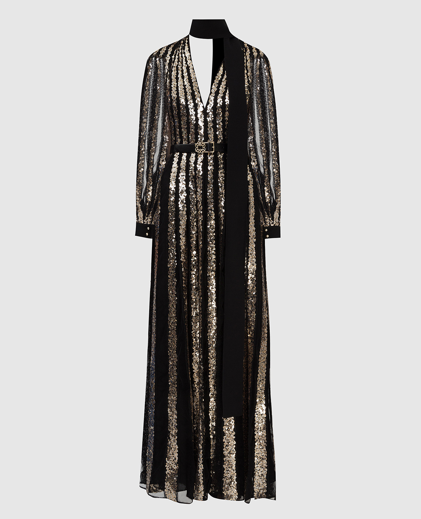 

Patterned open back evening dress Elie Saab, Black