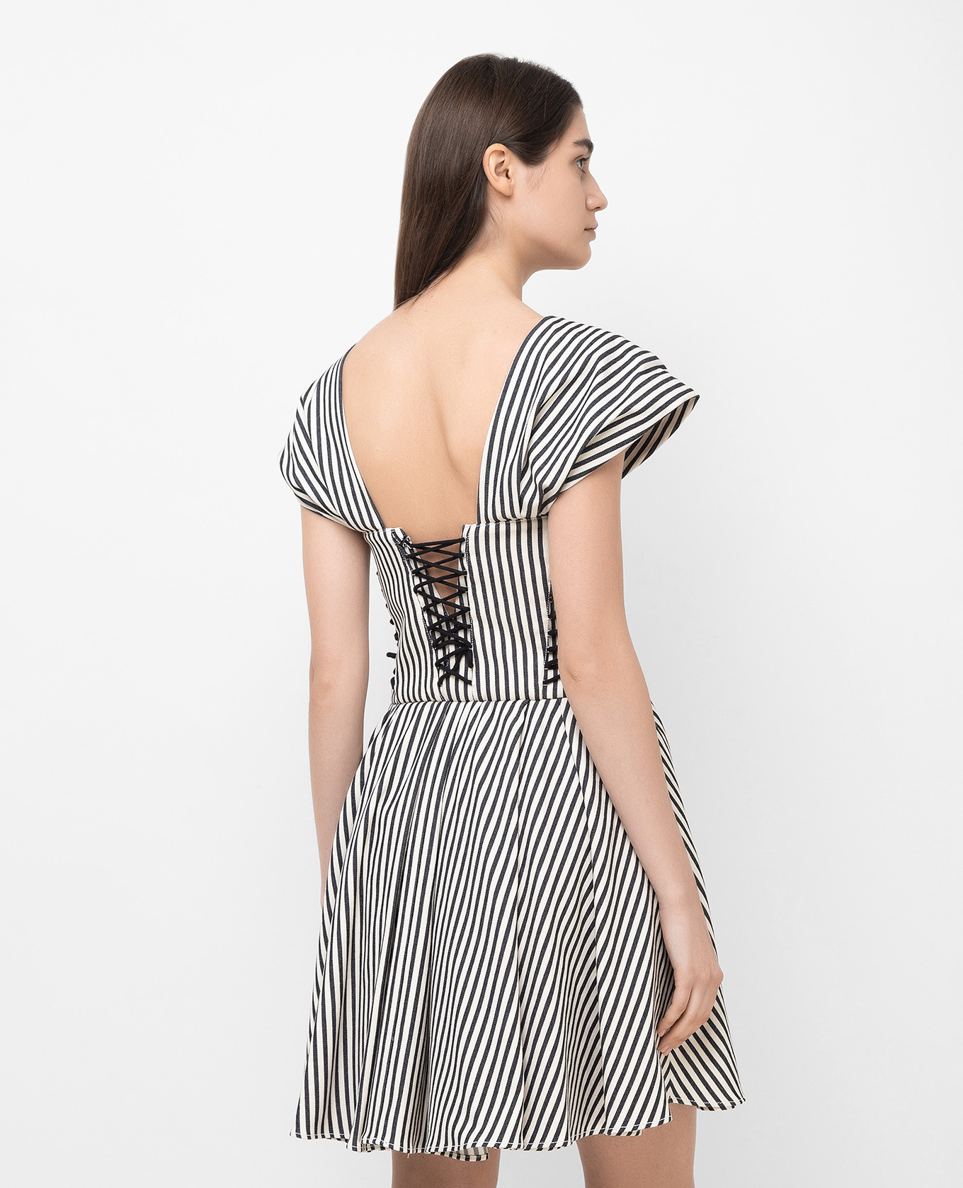 Lace-up striped dress Philosophy di Lorenzo Serafini 4