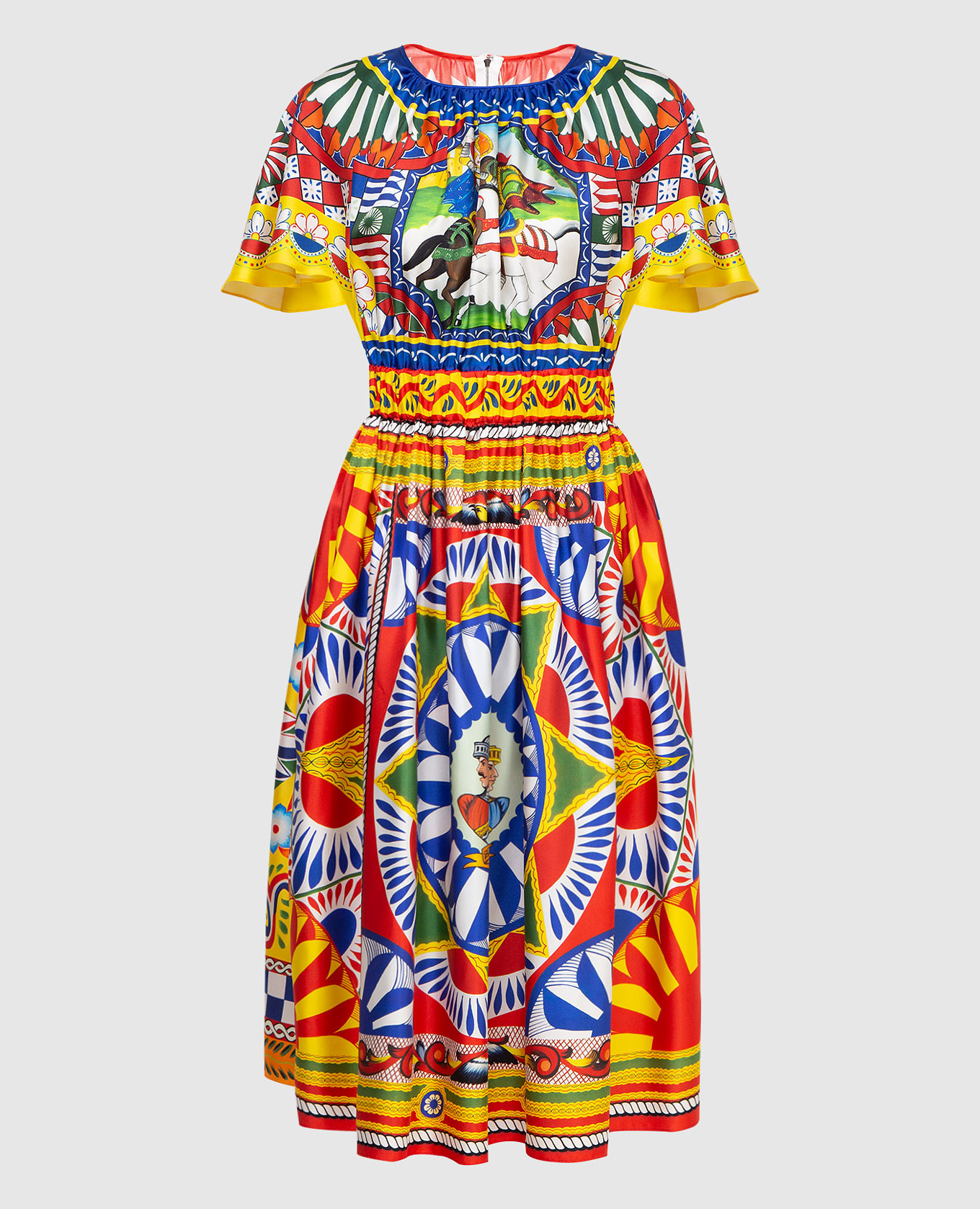 

Silk midi dress in Siciliano Caretto print Dolce&Gabbana, White