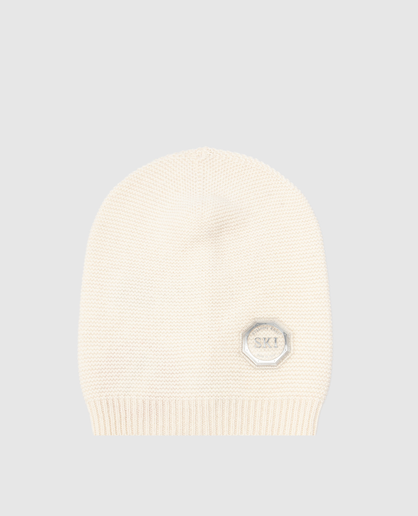 

Children's light beige cashmere hat with emblem Stefano Ricci, Бежевый