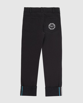 Stefano Ricci Children's dark gray trousers with embroidery YAT6S00020NORWIC