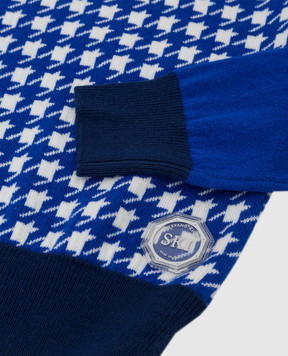 Stefano Ricci Children's blue patterned cashmere hoodie YAK6S07GC1F6SA06