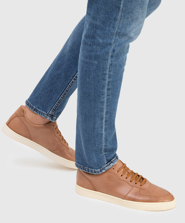 Brunello Cucinelli - Tan Leather Sneakers MZURETN272 - shop with