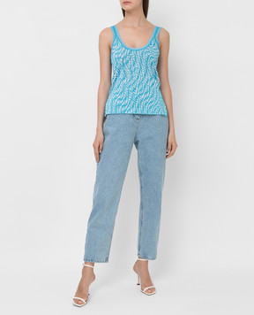 Fendi Blue FF Vertigo pattern top with slits FZX677AGF4