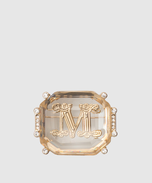 マックスマーラ Max Glassy Brooch ブローチ ゴールド Mロゴ マックスマーラ Max Glassy Brooch ブローチ ゴールド Mロゴ