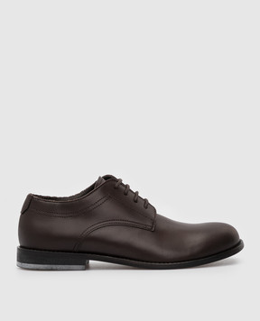 Stefano Ricci Kids Dark Brown Leather Derbies YRU59CG867SP
