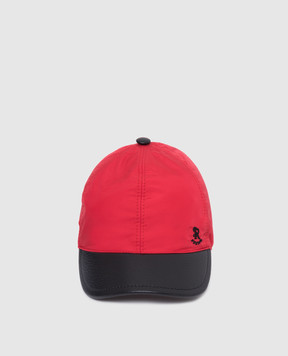 Stefano Ricci Children's cap with leather insert and embroidery YVF5190LT01SK