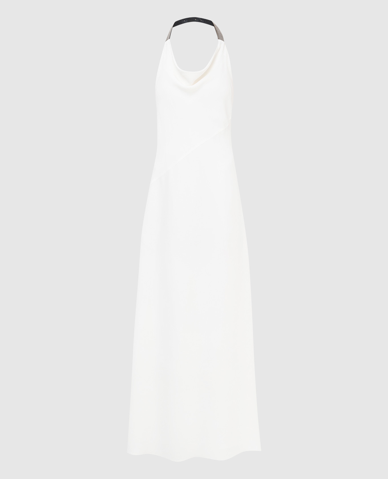 

White dress with slit and drapery Brunello Cucinelli