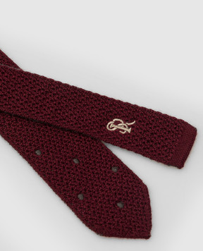Stefano Ricci Patterned burgundy cashmere and silk tie for children YCRMTSR1001