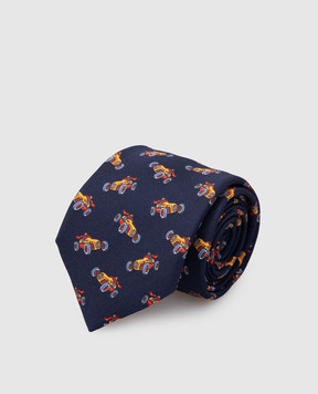 Stefano Ricci Children's navy blue silk patterned tie and pache scarf set YDHNG700