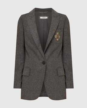 Peserico Gray jacket with logo embroidery S0185800Q908772