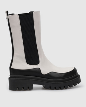 Babe Pay Pls Light gray leather chelsea boots 77331140