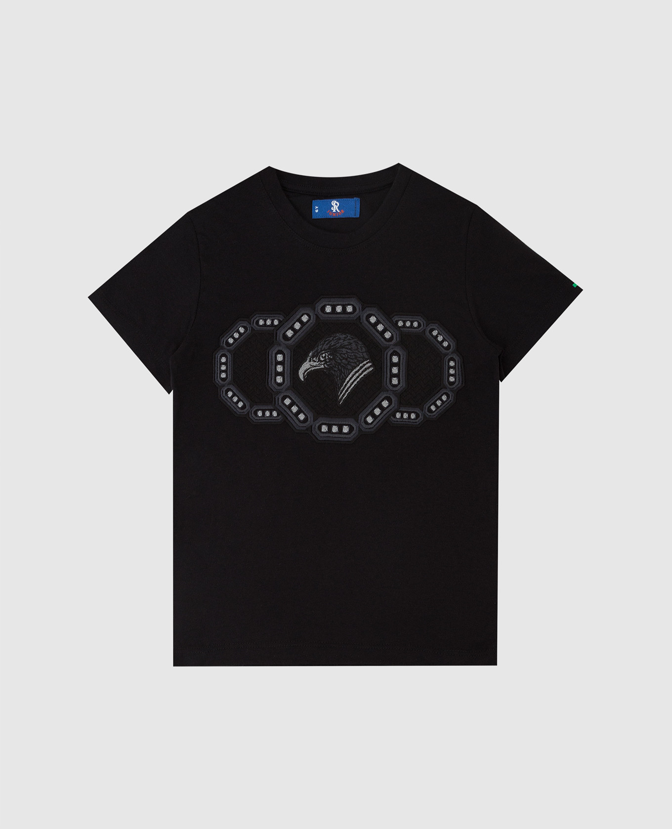 Children&#39;s black t-shirt with logo embroidery Stefano Ricci
