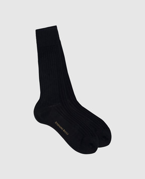Stefano Ricci Navy blue ribbed socks C009UN0001C009UN