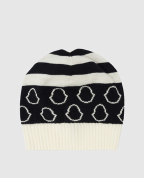 Moncler ENFANT Children's hat made of wool in the pattern of the emblem 9Z72910A9634