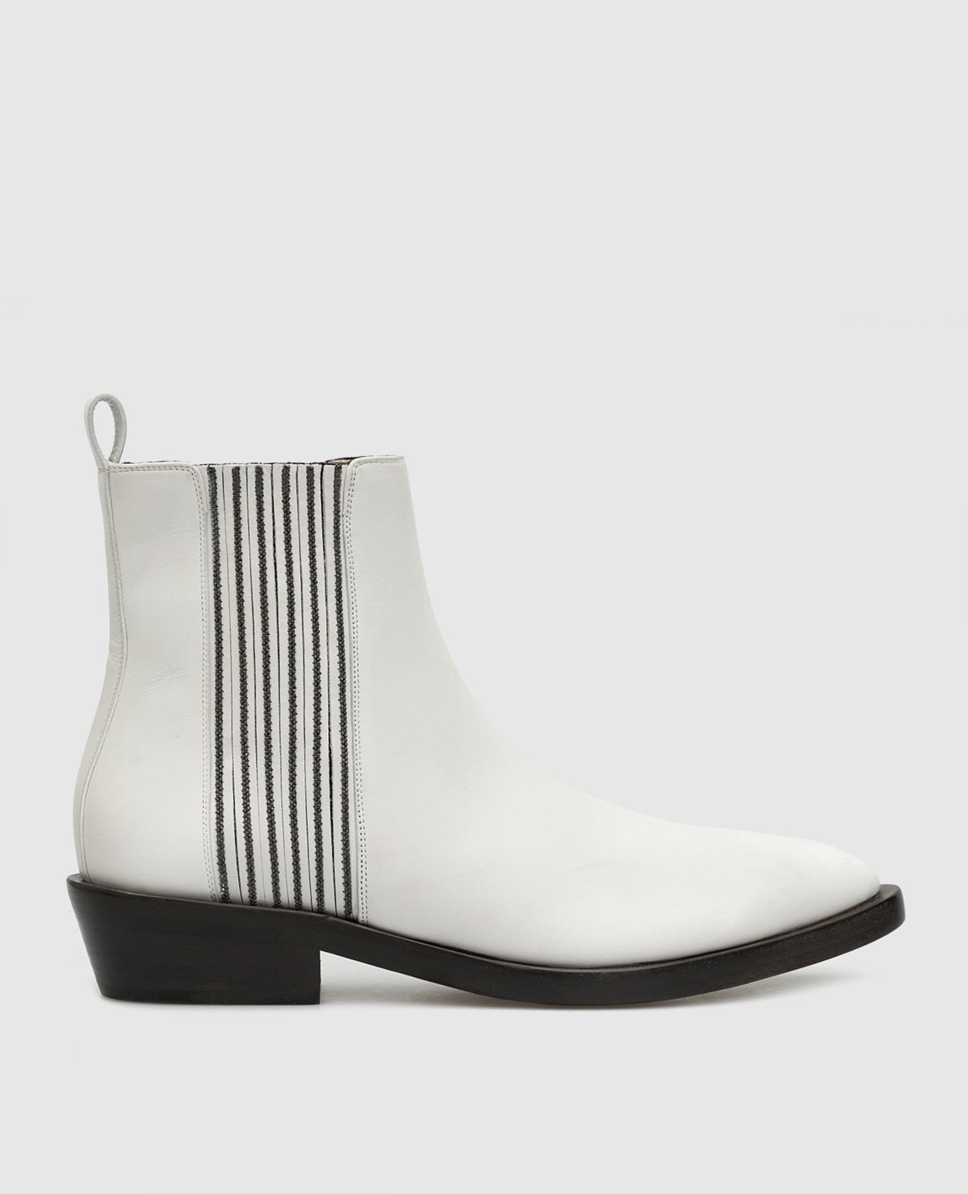 White leather chelsea brunello cucinelli