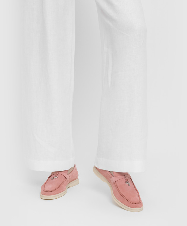 Loro Piana - Summer Walk Pink Suede Slippers FAE5444 - shop  display picture 2