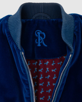 Stefano Ricci Children's blue velor jacket with emblem YDJ7400020CT800