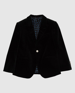 Stefano Ricci Children's black velor jacket Y1RF372RICCT800