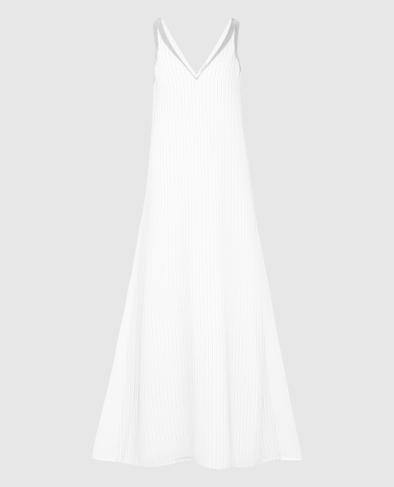 

V-neck silk dress Brunello Cucinelli, White