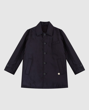 Stefano Ricci Children's dark blue patterned coat YAJ7400080PLK01A