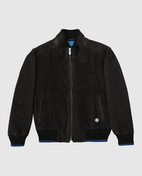 Stefano Ricci Children's black python leather jacket YDJ8200030PITNBK