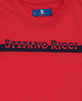 Stefano Ricci Children's red T-shirt with logo embroidery YNH0200270803