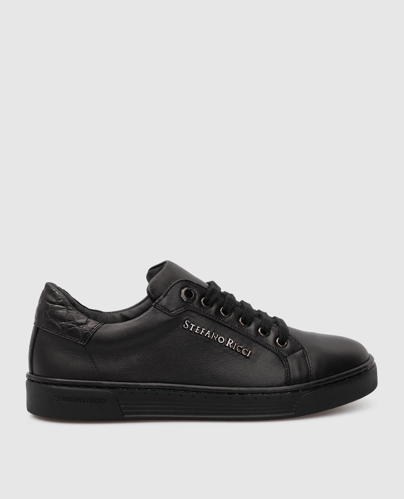 

Children's leather sneakers with logo Stefano Ricci, Black