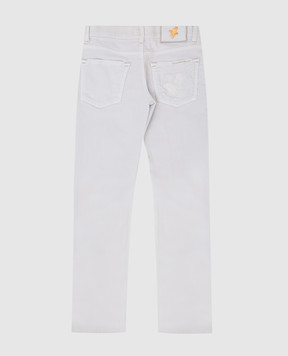 Stefano Ricci Children's light gray jeans with embroidery YST82000101299