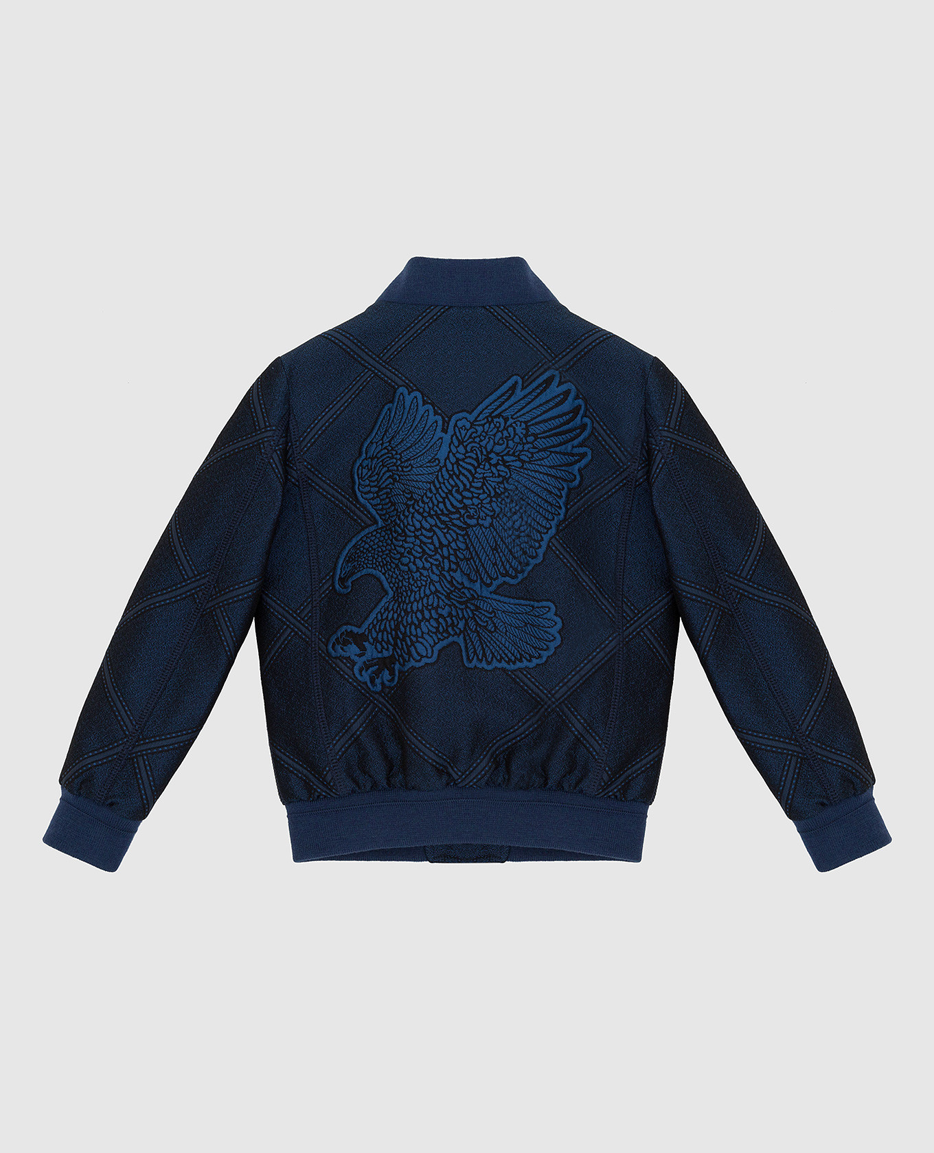 

Children's bomber jacket in a pattern with leather inserts Stefano Ricci, Blue