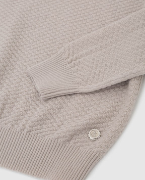 Stefano Ricci Children's light beige cashmere patterned sweater K808002D01Y16482