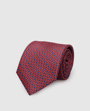 Stefano Ricci Children's silk burgundy set of patterned tie and pache scarf YDH29025