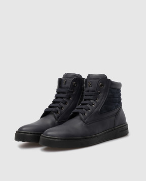 Stefano Ricci Children's dark blue leather boots YRU02G8114WYSD