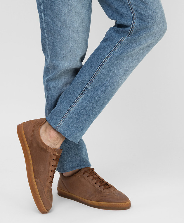 Brunello Cucinelli - Brown leather sneakers MZUPLHN274 - shop with