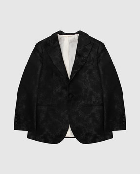 Stefano Ricci Children's black patterned silk jacket Y1RF372000HC4066