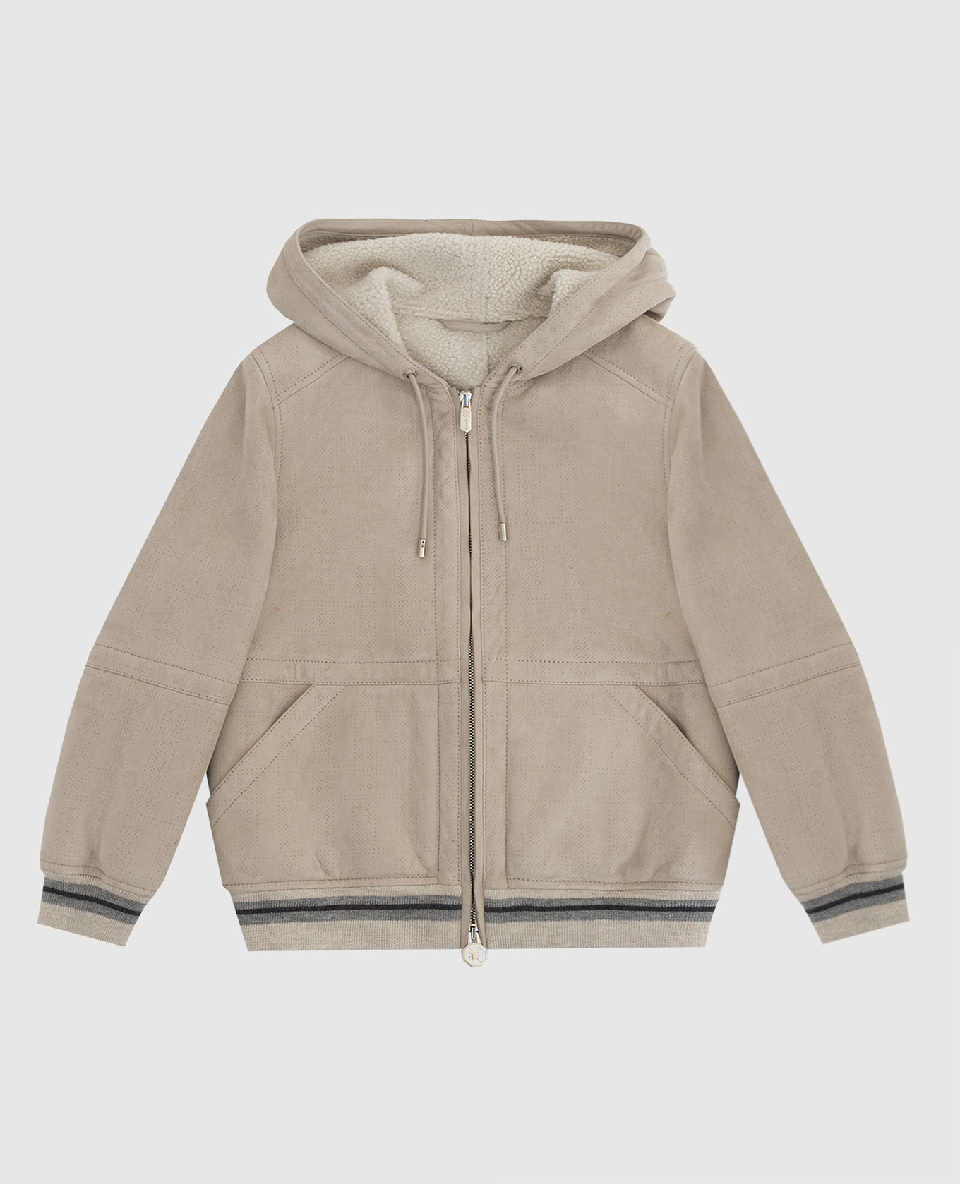 

Children's leather jacket with emblem Stefano Ricci, Бежевый