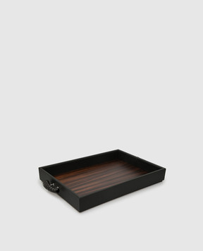 Lorenzi MIlano Wooden tray covered with leather 402111