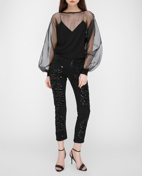 Amen Black jeans with sequins ACS17607