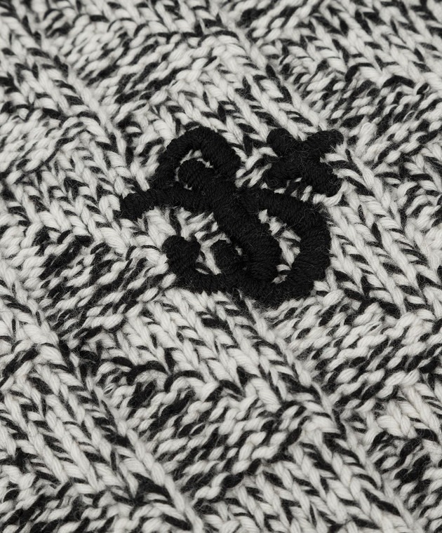 Jil Sander - Wool knitted scarf with logo monogram embroidery 