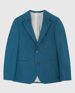 Stefano Ricci Children's turquoise wool jacket Y1RF376000HC3054