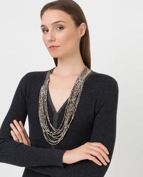 Brunello Cucinelli Layered agate beaded necklace MCOW9LJ05
