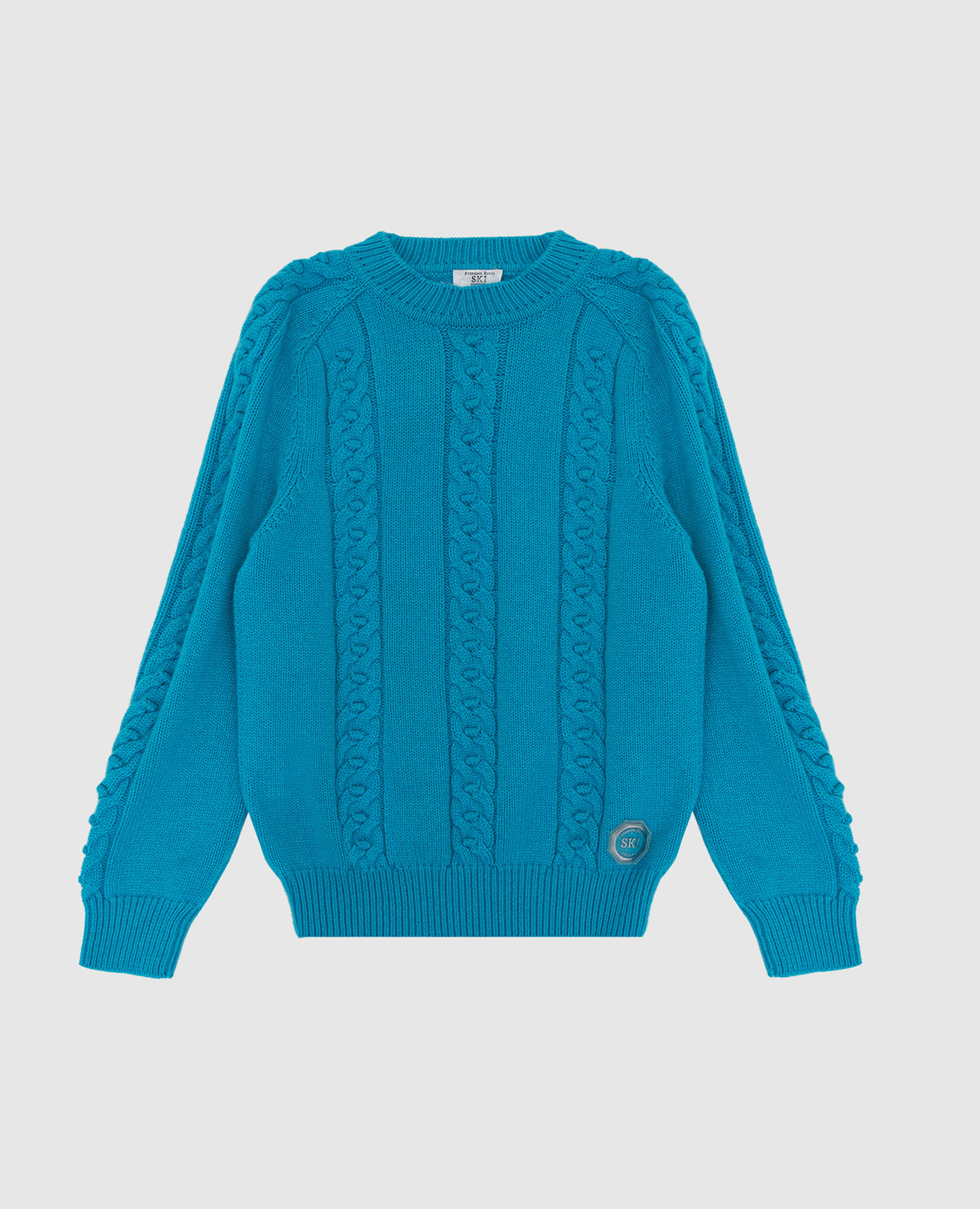 Children's turquoise cashmere sweater with a pattern stefano ricci