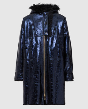 Yves Salomon Blue sheepskin coat 20WYM61695MERM