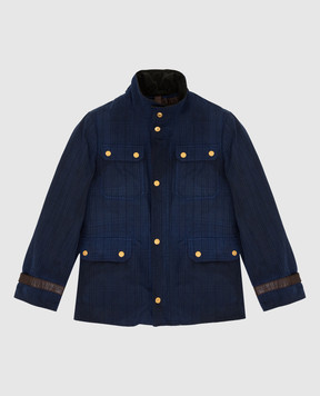Stefano Ricci Children's blue plaid jacket YXJ6K00030HTCERA