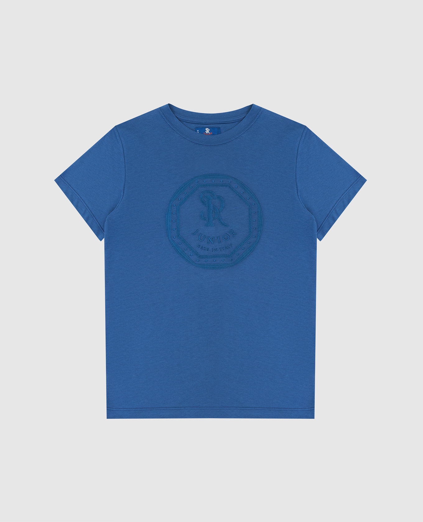 

Children's blue t-shirt with monogram embroidery Stefano Ricci