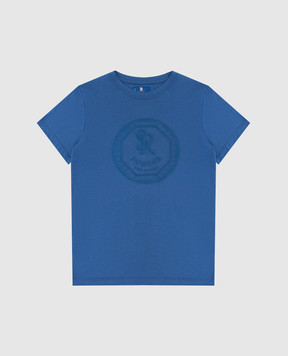 Stefano Ricci Children's blue t-shirt with monogram embroidery YNH6400010803