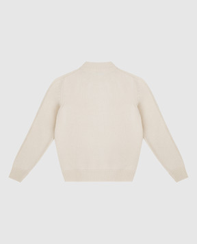 Stefano Ricci Children's light beige cashmere sweater with a pattern KYS8300L10SY6480