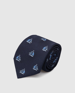 Stefano Ricci Children's navy blue silk patterned tie and pache scarf set YDHNG600