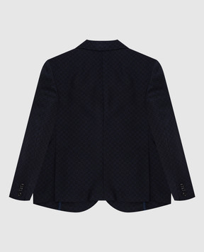 Stefano Ricci Children's dark blue patterned wool blazer Y1RSGD330PW805