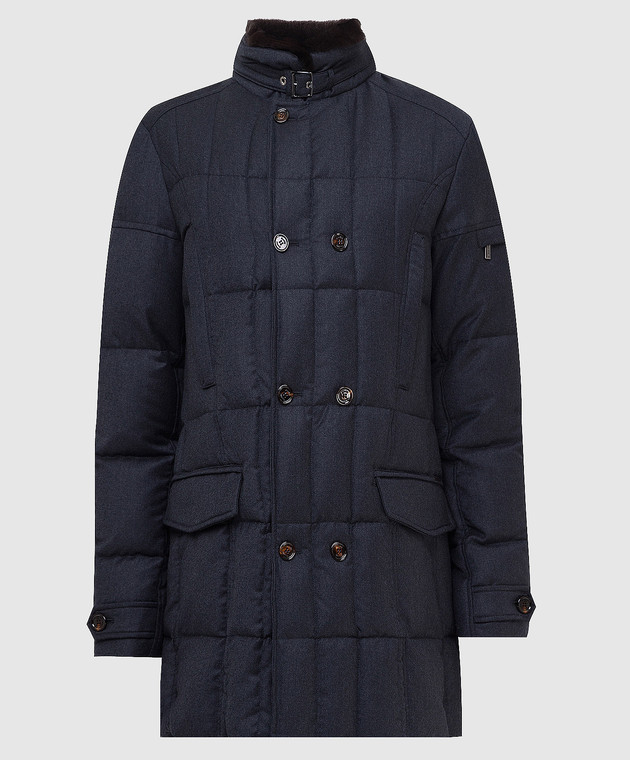 MooRER - Morris-l Navy Quilted Down Jacket in Wool and Rabbit Fur